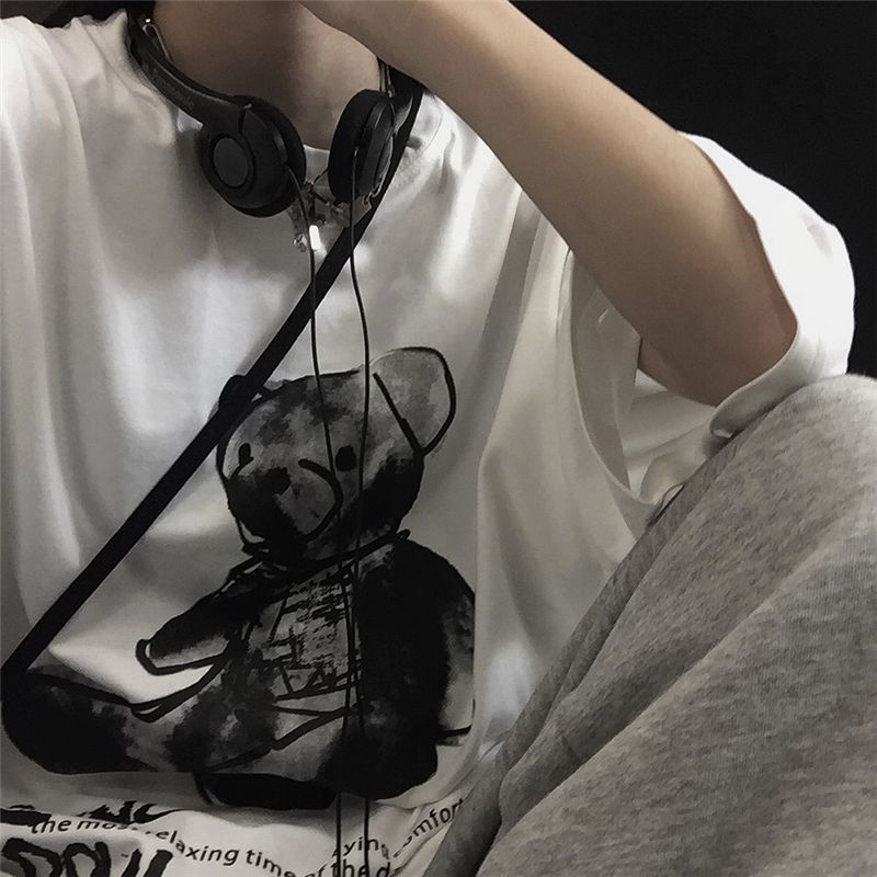Giuliana - Oversized T-shirt met teddybeer en elleboogmouwen