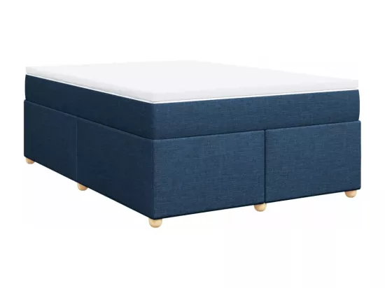 Sommier à lattes de lit avec matelas Bleu 160x200 cm Tissu
