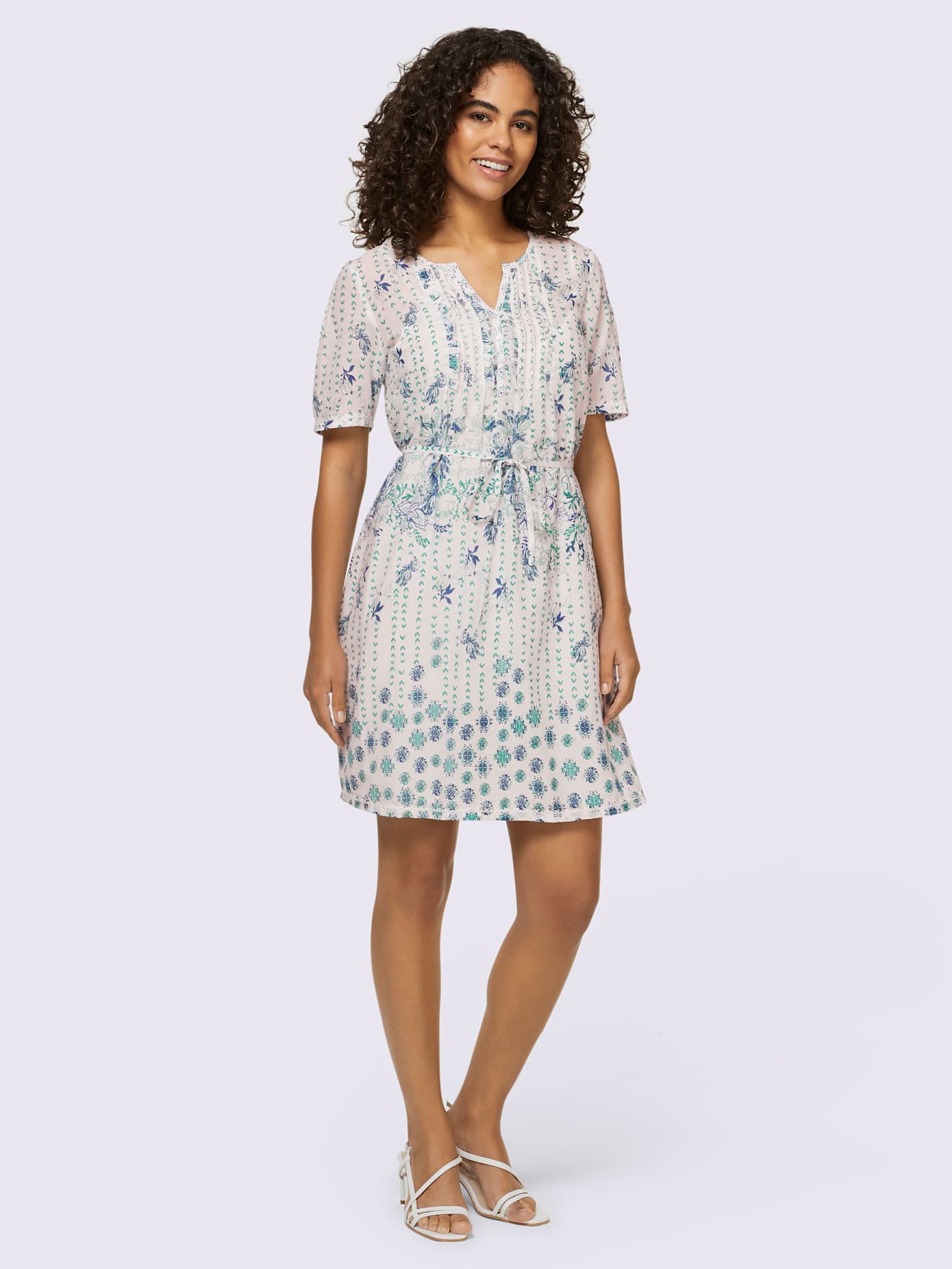 Robe imprimée encolure fantaisie