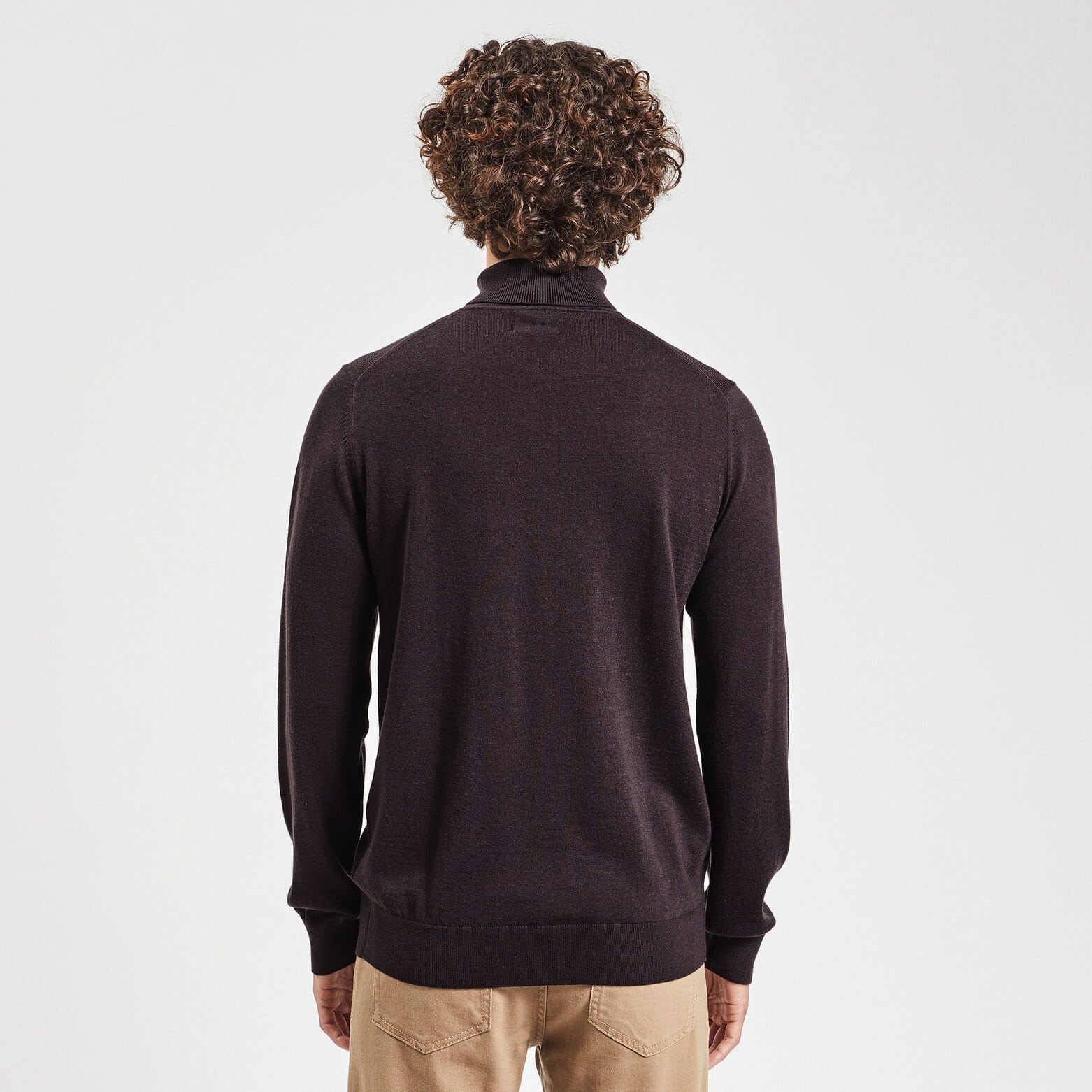 Pull col roulé en laine mérinos Marron