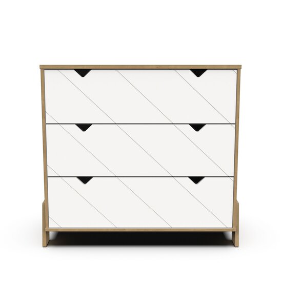 Albizia Commode 3 tiroirs   Blanc / chêne        de               CBA Meubles