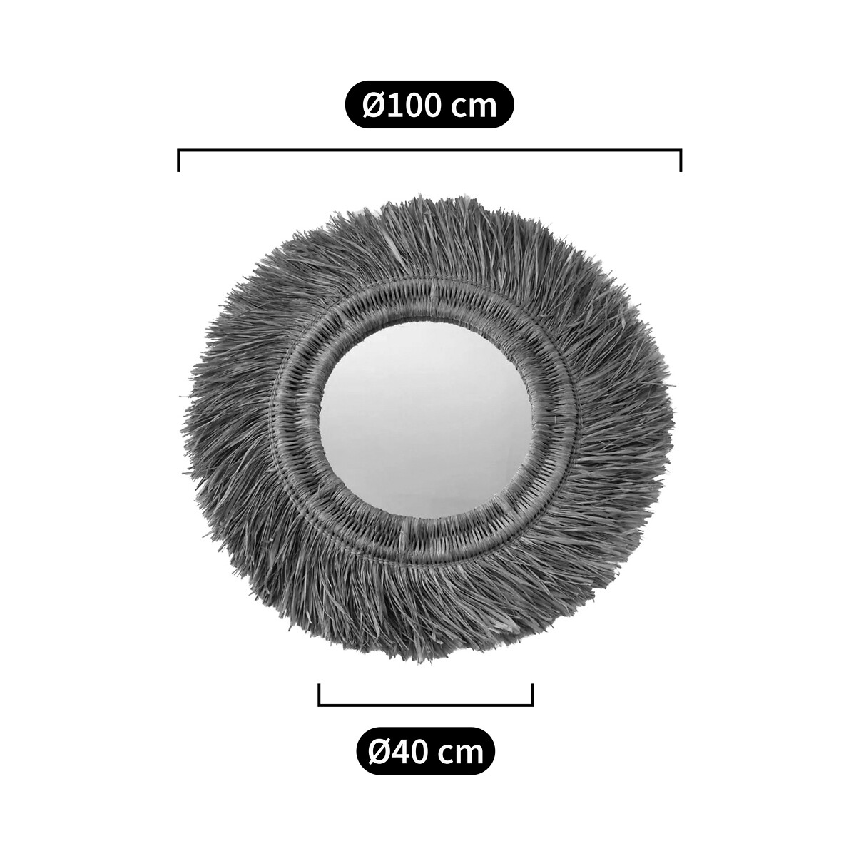 LA REDOUTE INTERIEURS<br>Espelho redondo em rattan e sisal Ø100 cm, Loully