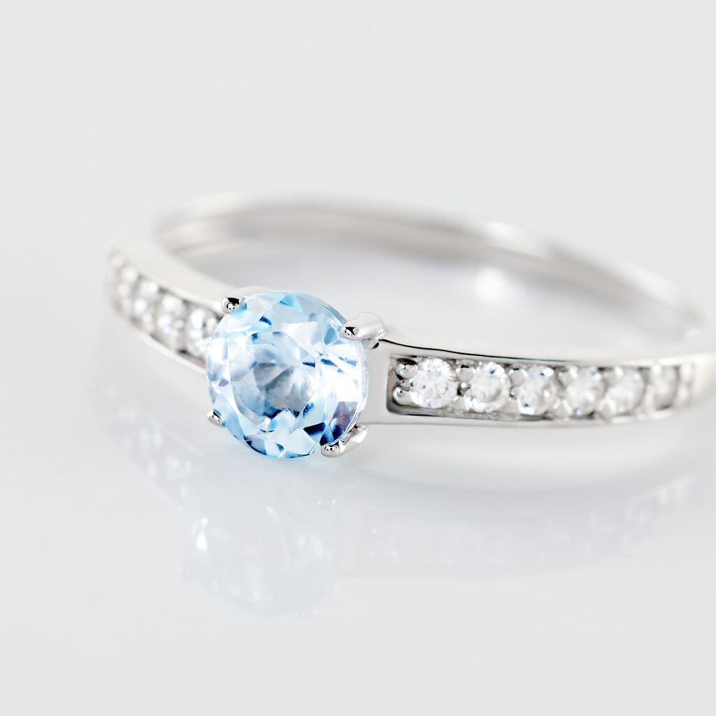 Bague Carrol Or Blanc Topaze Oxyde De Zirconium