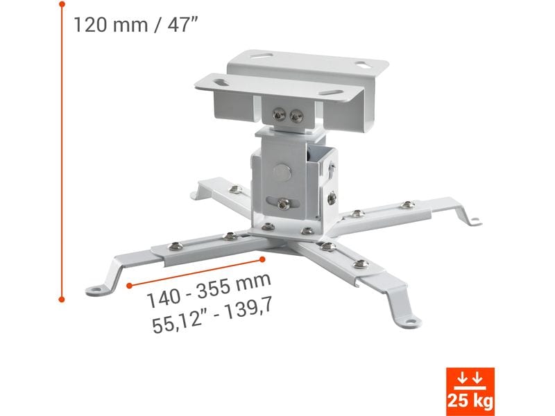 Celexon Deckenhalterung MultiCel1200 Weiss Universaldeckenhalterung für Projektoren