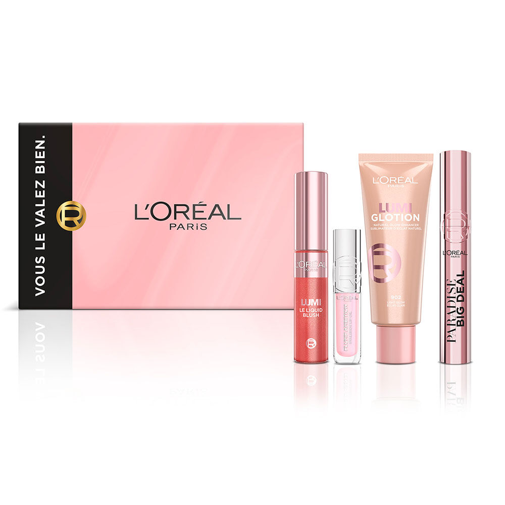 Coffret LUMI 6 Produits Maquillage Visage & Yeux : Mascara, Eyeliner, Fard à Paupières, Enlumineur, Blush, Huile à Lèvres