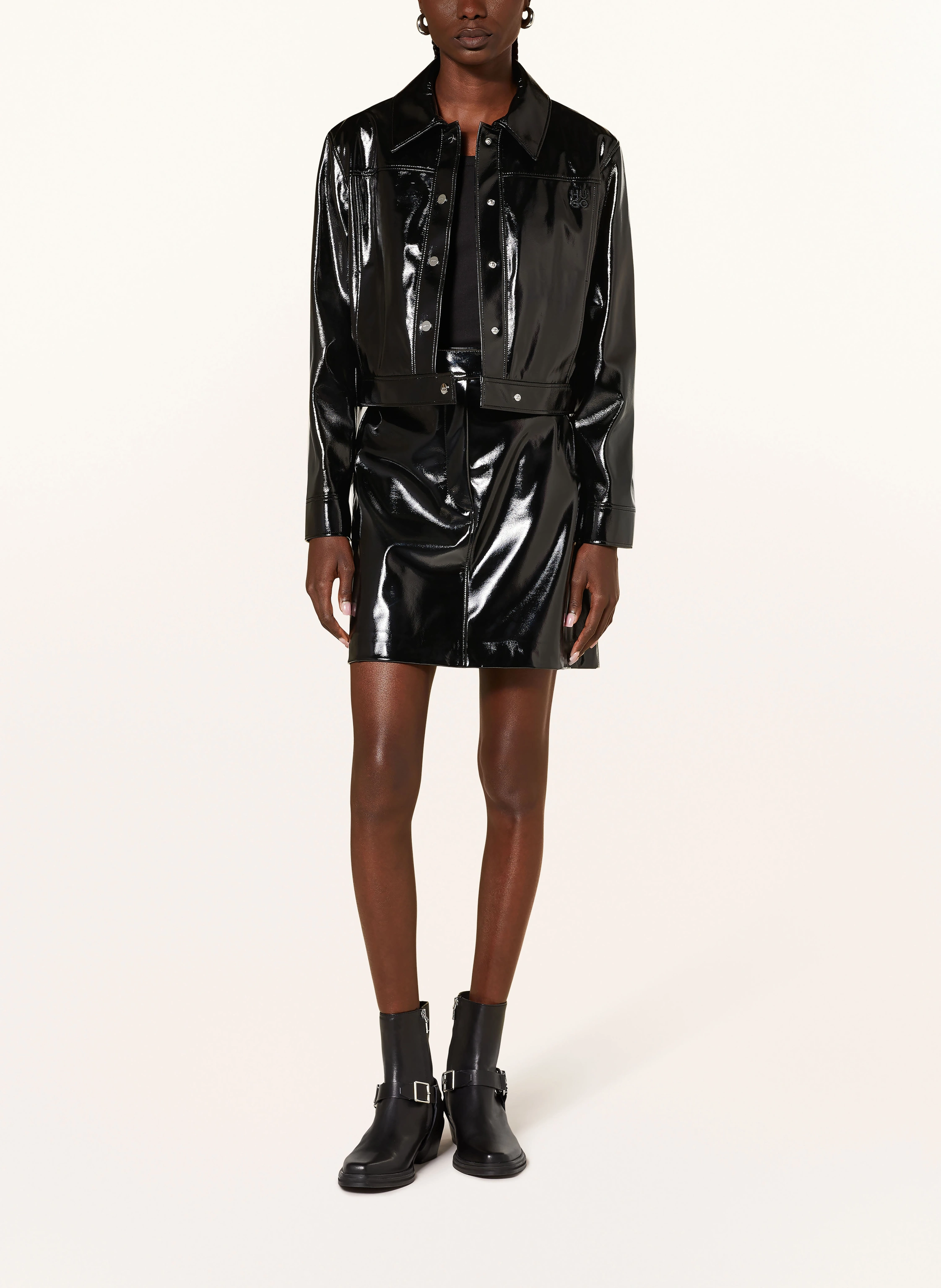 HUGO Cropped-Jacke AIOTA in Lederoptik