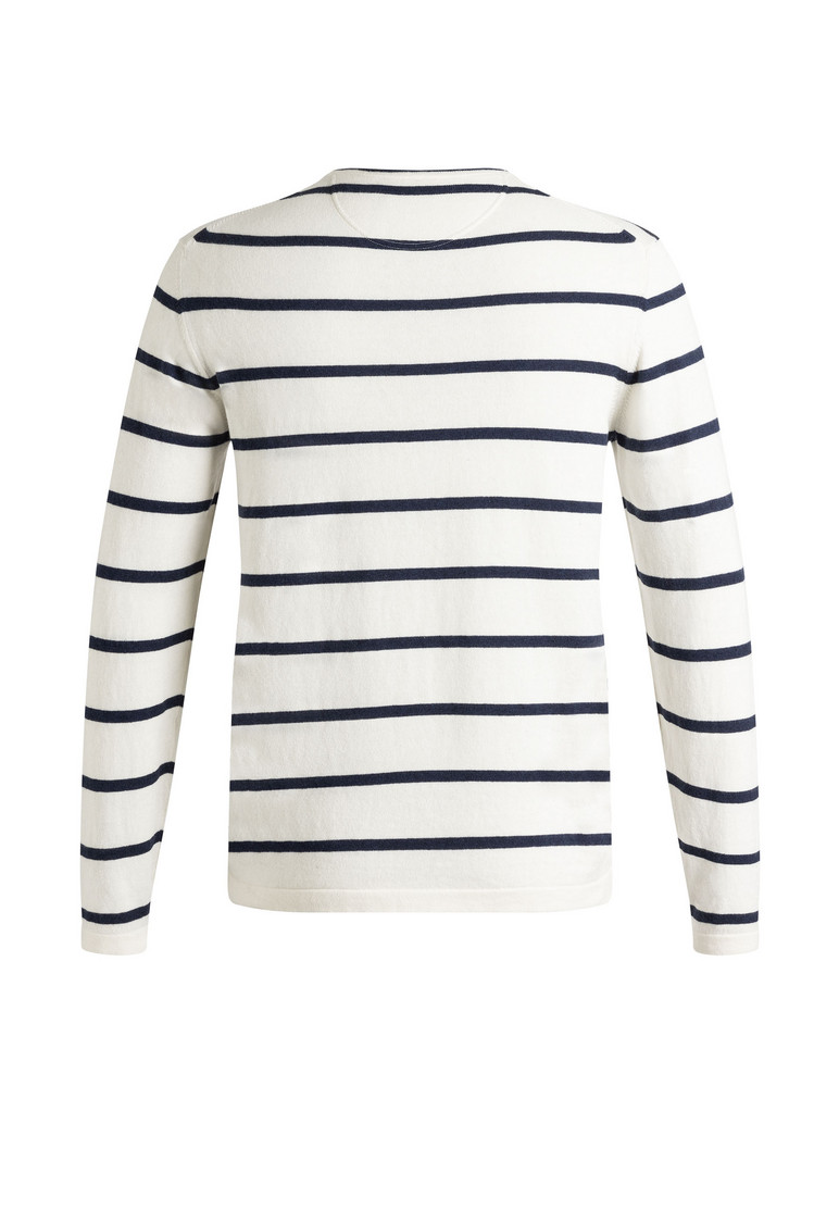 Sweater round neck striped Weiss