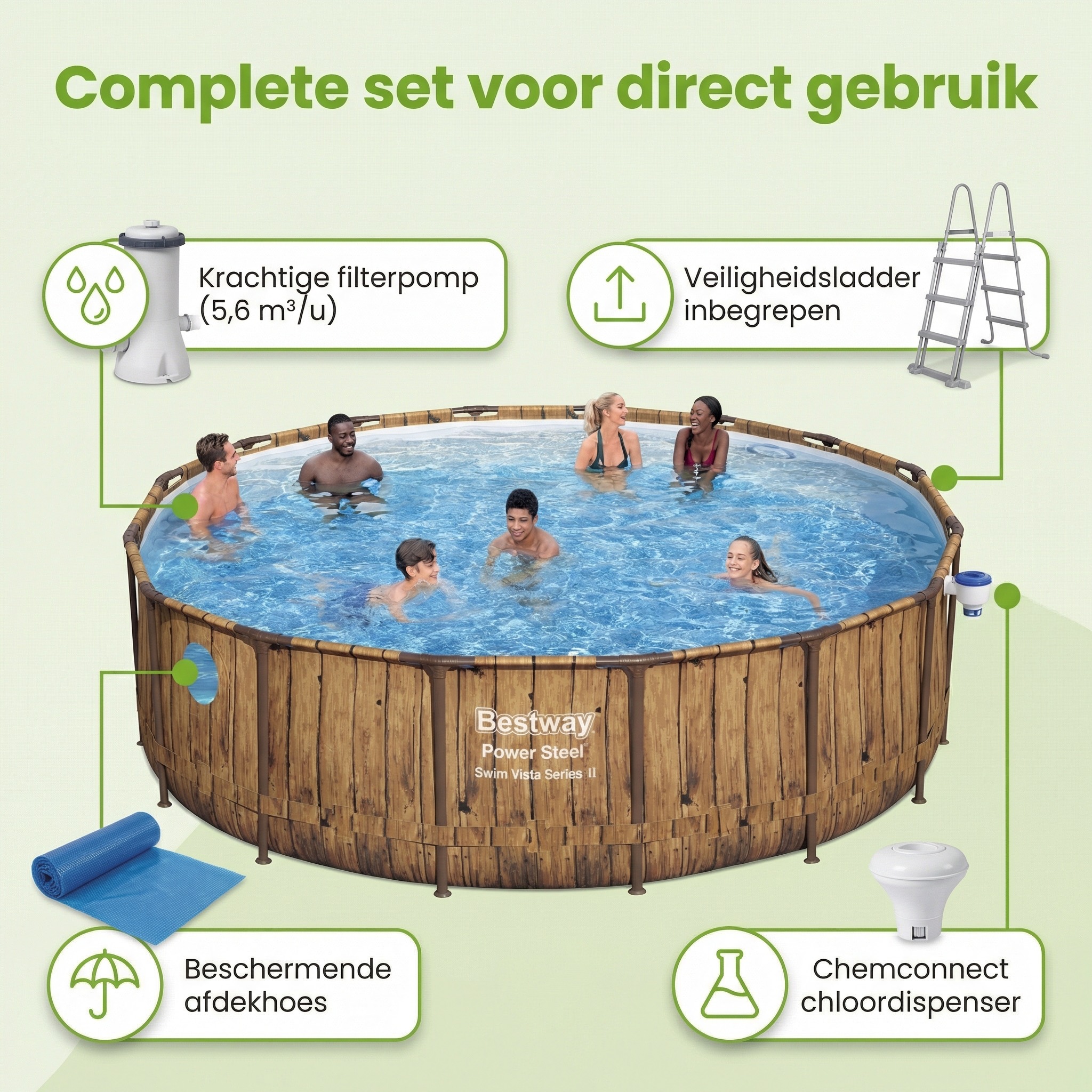 Bestway Swim Vista 549x122cm Zwembad – 5-delig