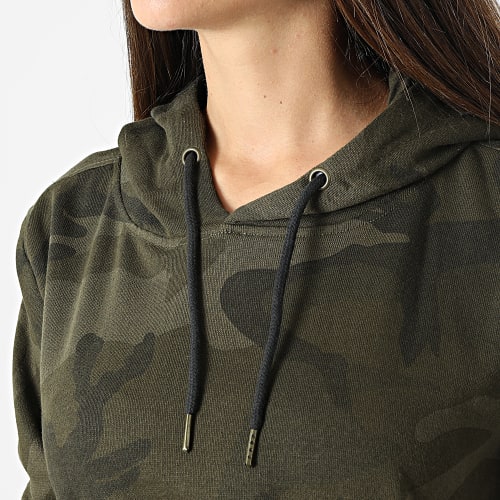 Sweat Capuche Femme Crop TB1636 Vert Kaki Camouflage