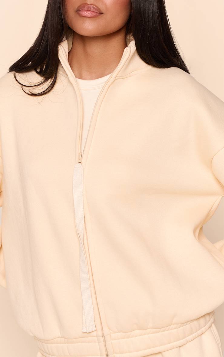 Butter Cream Sweat-shirt Col Cheminée À Cordon De Serrage Contrasté Coloris Crème