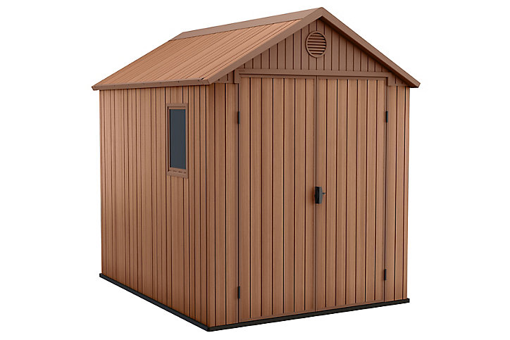 Abri de jardin + plancher Keter Darwin 68 en résine coloris marron ép.16 mm surface extérieure 4,14 m²