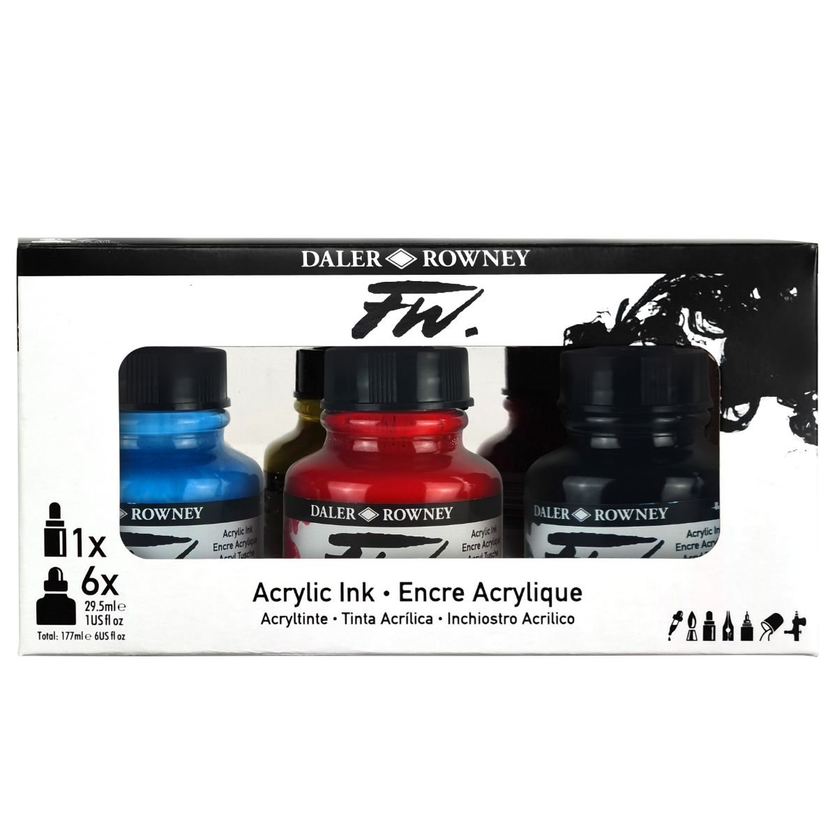 Daler Rowney FW Primary Ink Set : 6x29.5ml