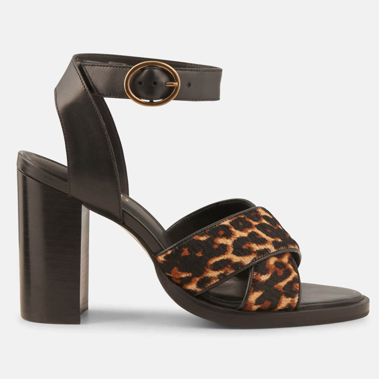 Minelli Sandales en Cuir façon poulain Camille léopard - Talon 9 cm
