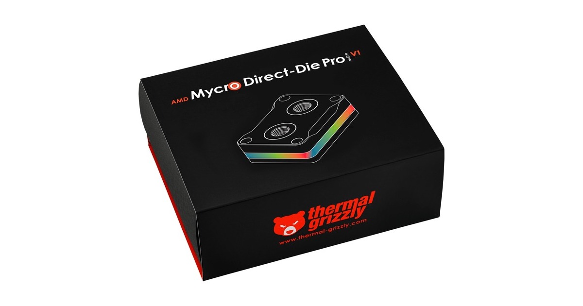 Thermal GrizzlyAMD Mycro Direct-Die Pro RGB heatsink  (Zwart/transparant)