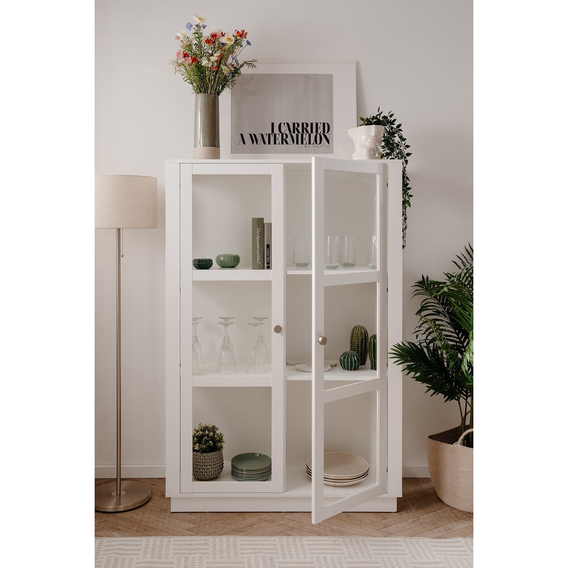 Highboardvitrine ARLES - weiß - 100 cm