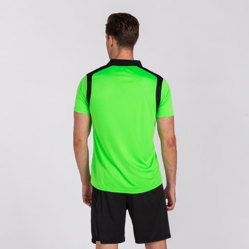 Camisa polo de manga curta Joma Championship V, verde fluorescente/preta