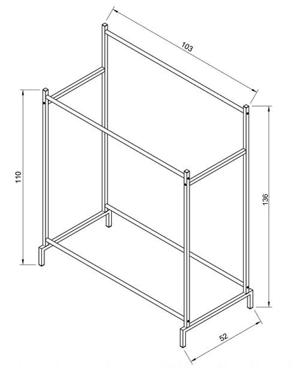 Kleiderständer LABOL L - weiß - 2 Stangen - 103 cm breit