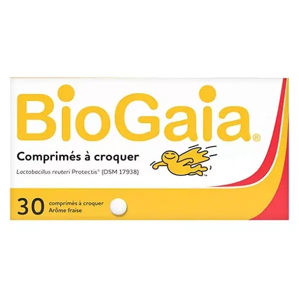 BioGaia Probiotiques Lactobacillus Reuteri Protectis Arôme Fraise 30 comprimés