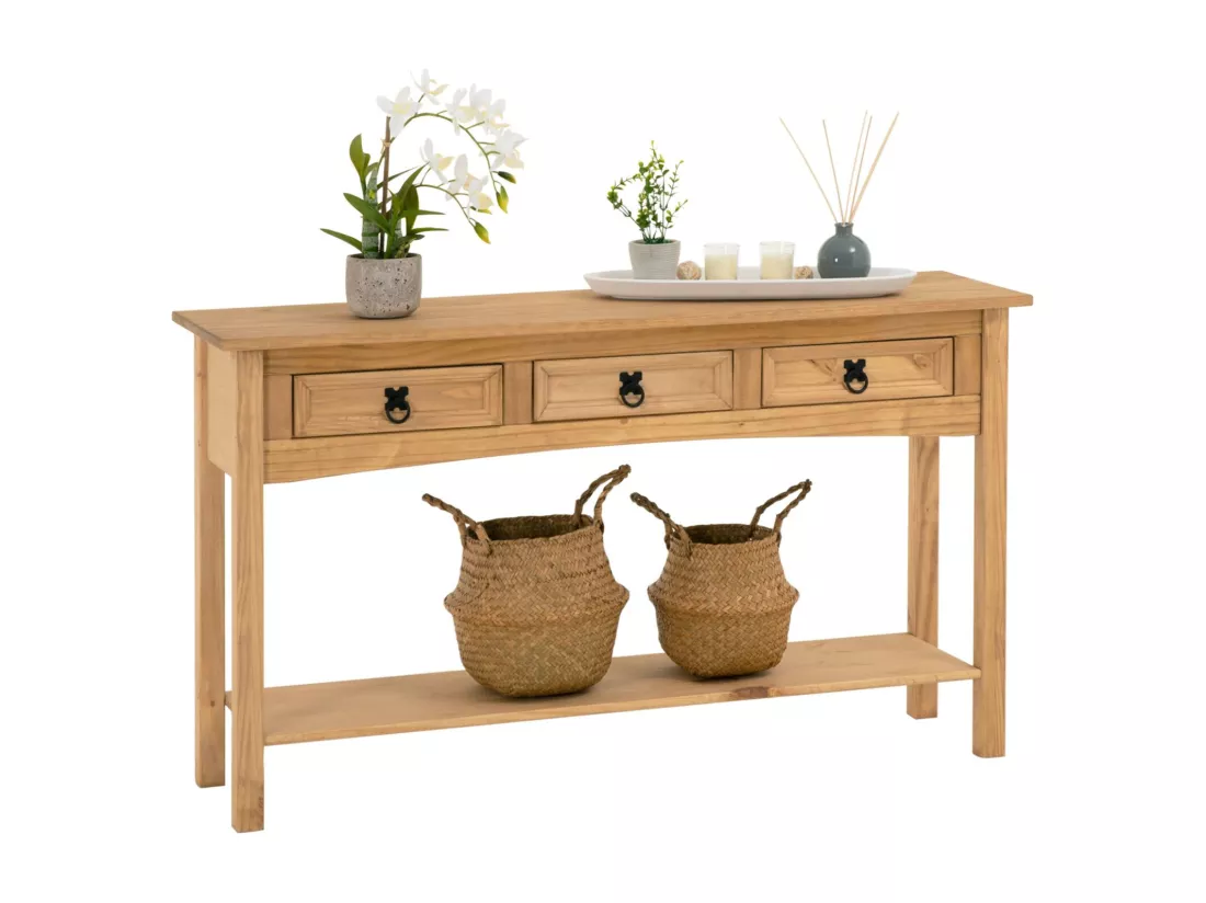 IDIMEX Console Meuble SALSA Table d'appoint en Bois, Meuble de Rangement Entrée ou Salon, avec 3 tiroirs, en pin Massif