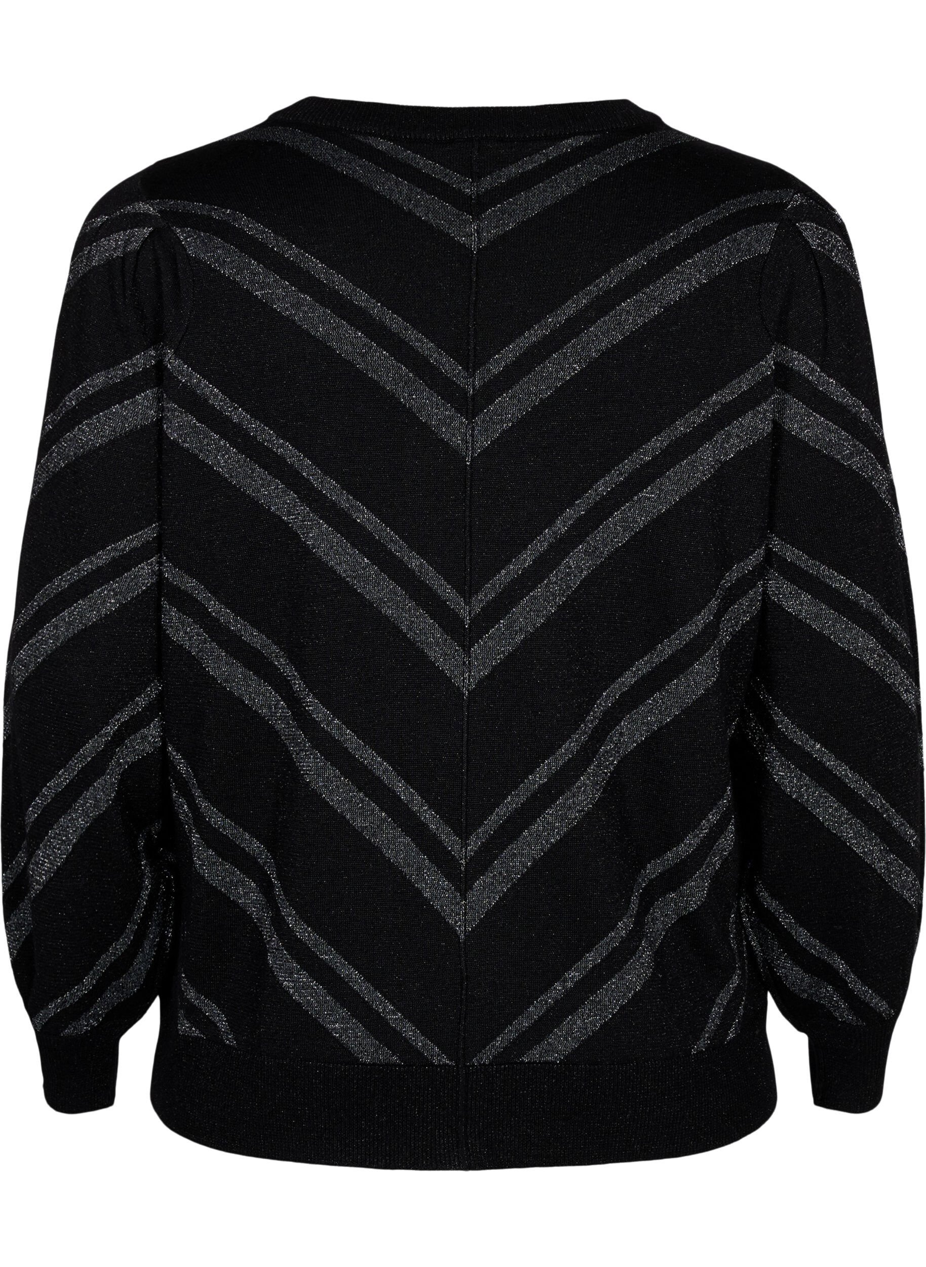Strikbluse med rund hals og glimmer