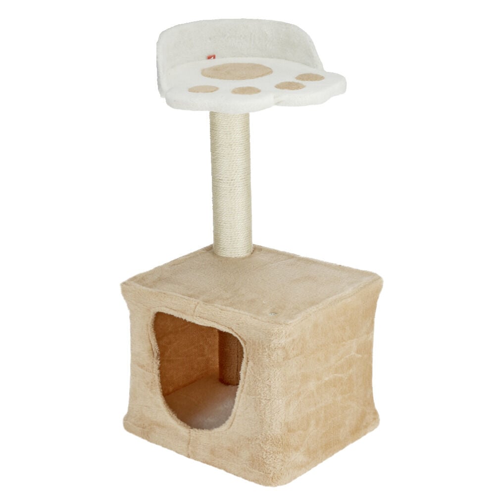 Arbre à chat 1 griffoir 2 couchages beige 30x35xH65cm