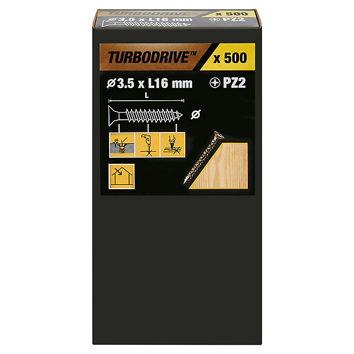 Vis à bois Turbodrive Premium pozidriv zinguée jaune 3.5x16 mm - 500 pièces
