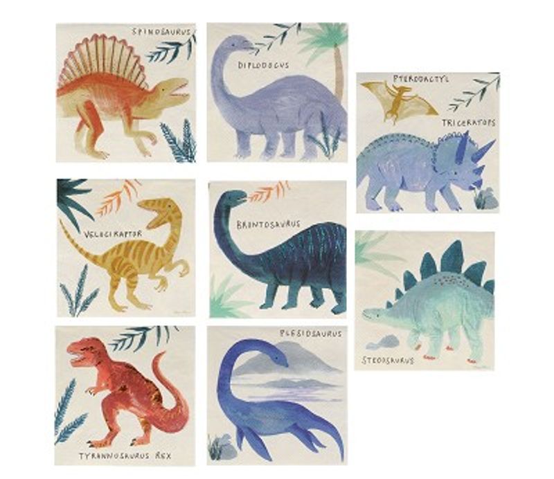 Meri Meri Servietter, dinosaurer, 16 stk.