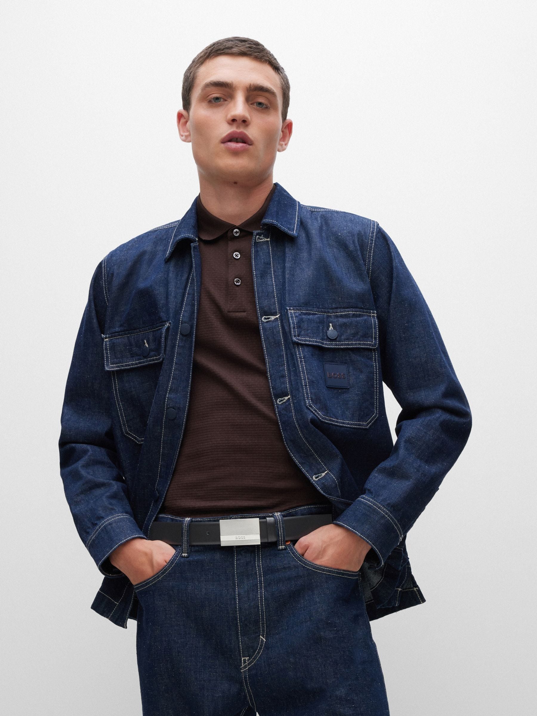 Cobalt Black - BOSS Baxton Leather Belt