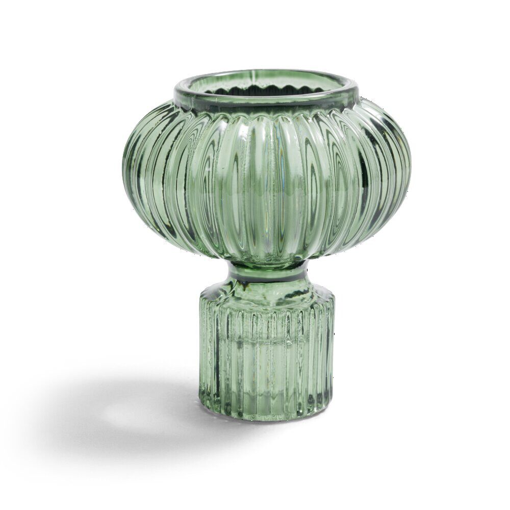Bougeoir verre vert Ø7,5xH9cm