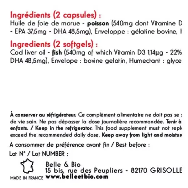 Belle & Bio Huile de Foie de Morue 120 gélules