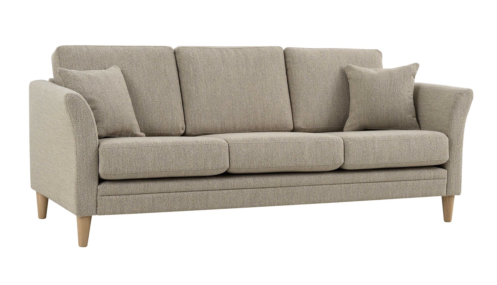 Eden 3-seter Tekstil Alpine 05 Beige med ben i lys eik (8572)
