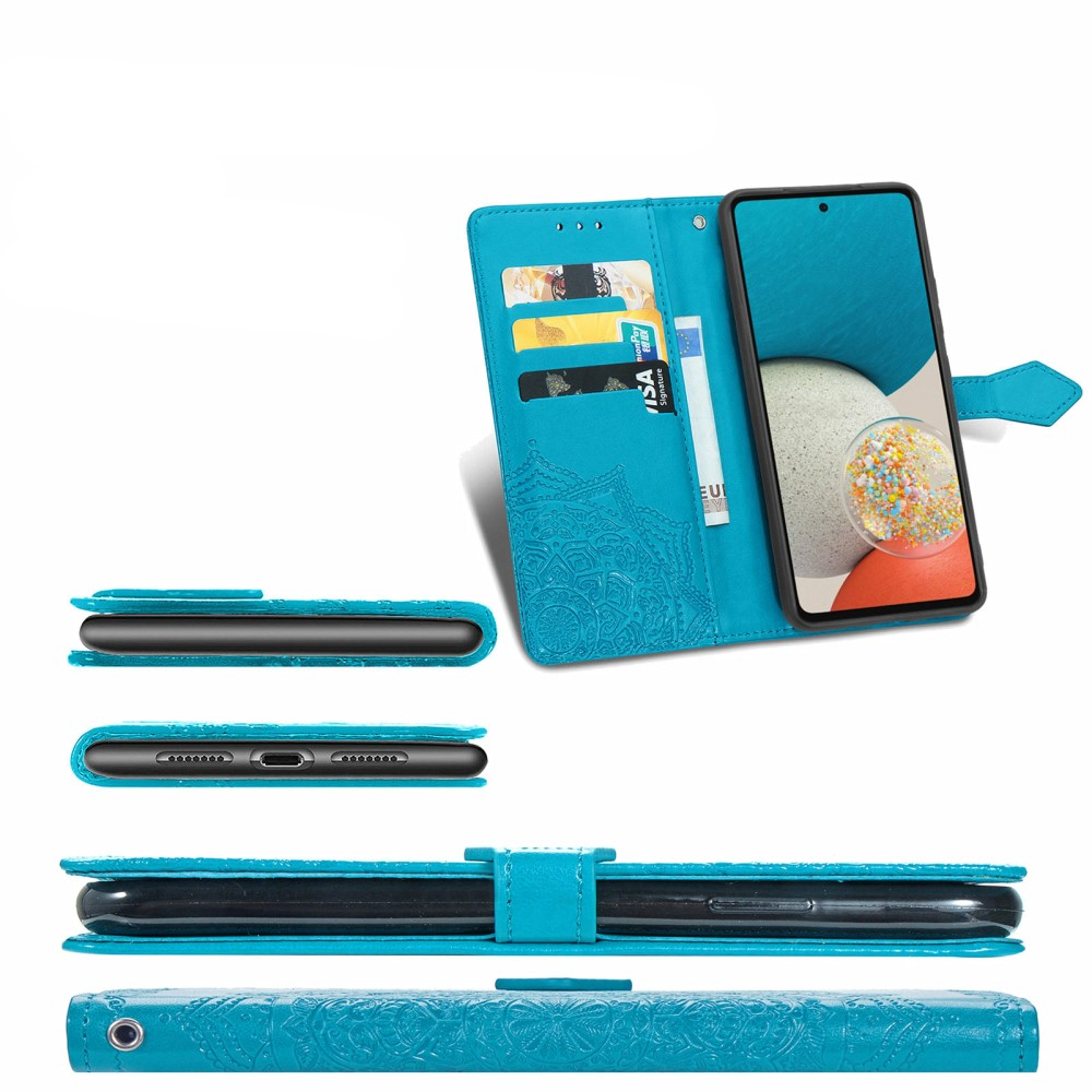 Samsung Galaxy A53 5G Leder Tasche Flip Cover Mandala - Blau