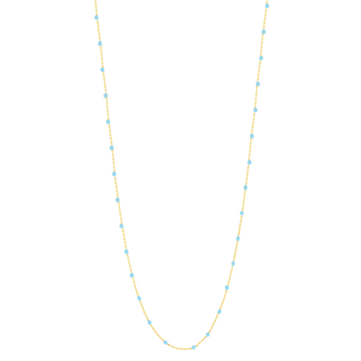 Sautoir plaqué or jaune et résine bleue 60 cm