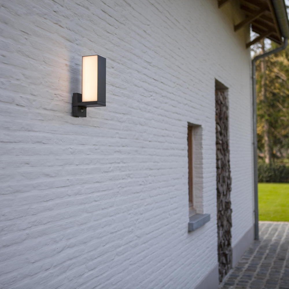 Cuba LED wandlamp in antraciet, 13W, 1000lm, IP54 met bewegingsmelder