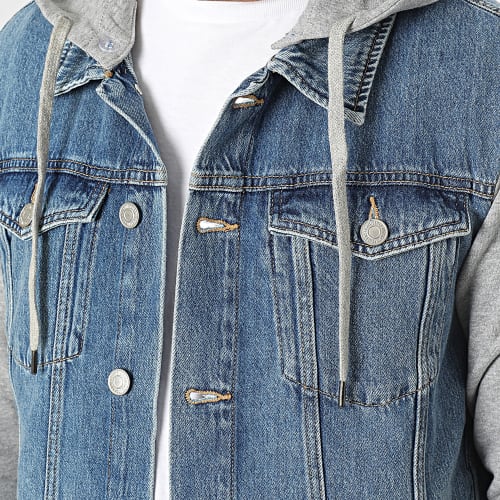 Veste Jean Capuche MF 794 Bleu Denim Gris Chiné