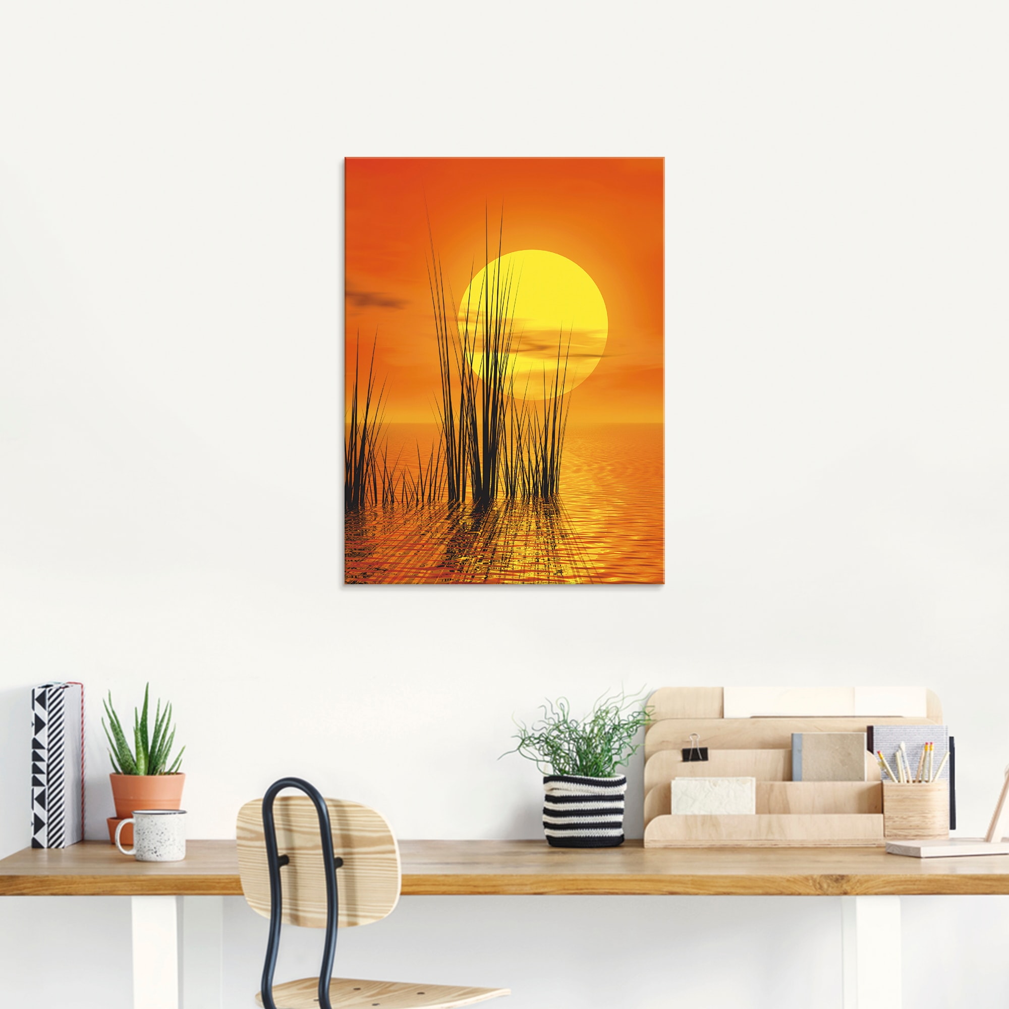 Artland Glasbild »Sonnenuntergang mit Schilf« Sonnenaufgang & -untergang 1 Stk. tlg. in verschiedenen Grössen