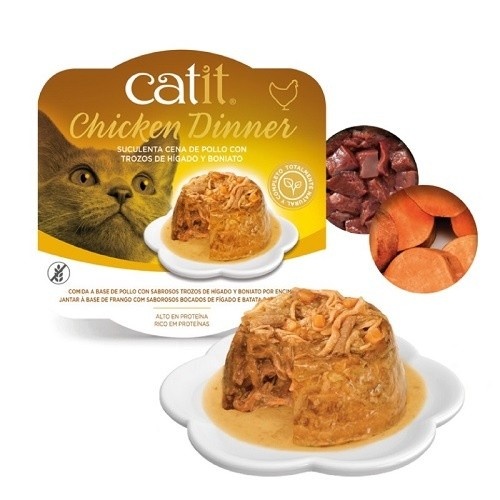Jantar Catit com sabor de fígado e batata-doce