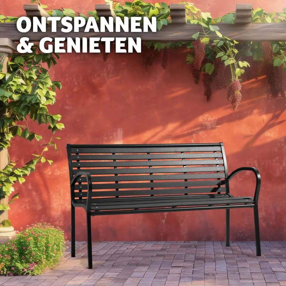tectake Tuinbank Pino 3-zitter 126x62x81,5cm, Zwart