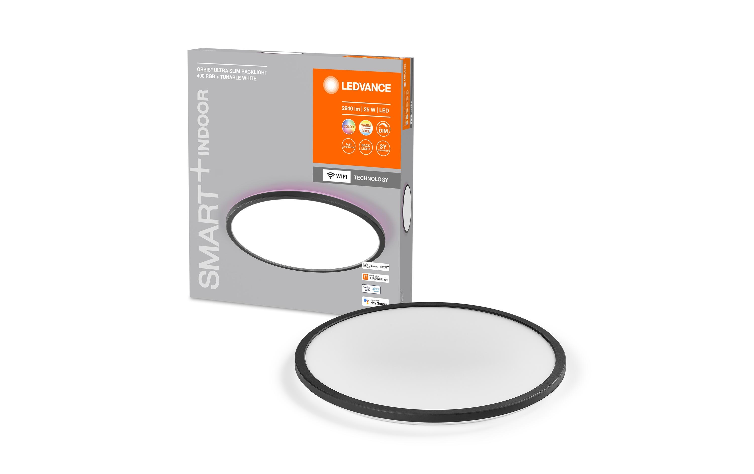Deckenleuchte Smart+ Orbit Ultra Slim, Ø 40 cm, SchwarzSmarte Deckenleuchte