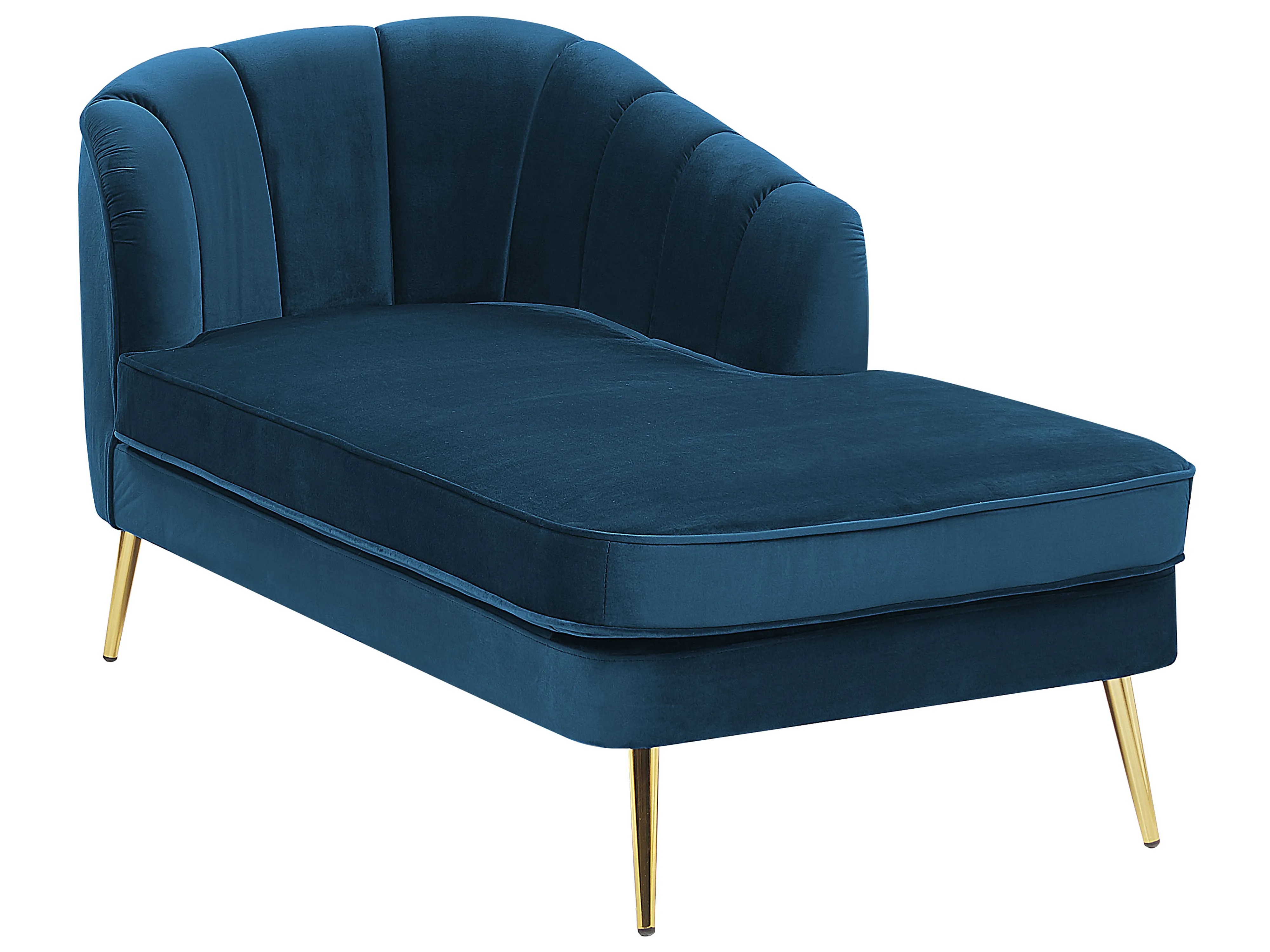 Linkszijdige chaise longue ALLIER Fluweel Marineblauw
