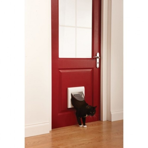 Porta para gatos branca com abertura magnética