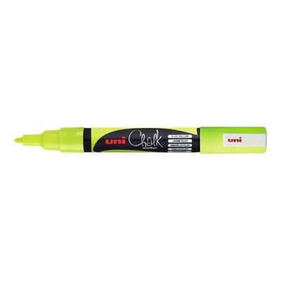 UNI CHALK - Marqueur craie - pointe fine conique - jaune fluo