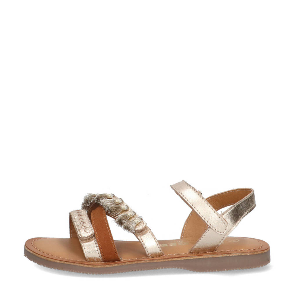 Braqeez Sophie Sunleren sandalen champagne