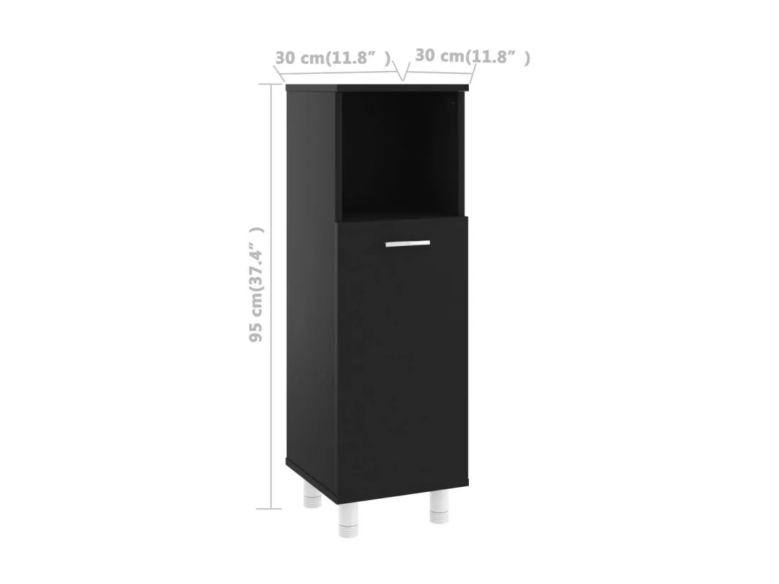 Armoire de salle de bain Noir 30x30x95 3