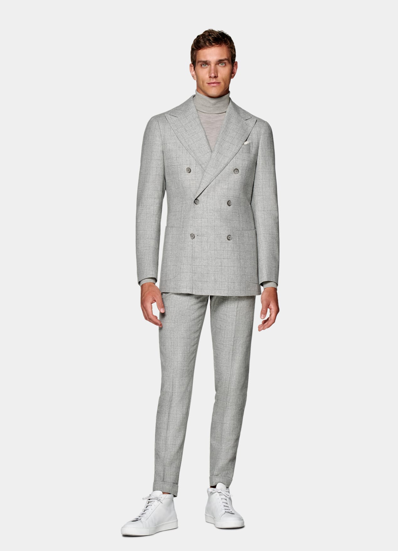 Costume Havana coupe Tailored gris clair à carreaux