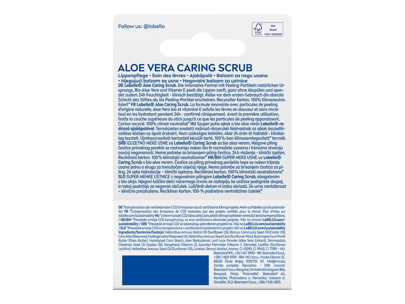 LABELLO Caring Lip Scrub Aloe Vera 4.8 g Lippenpomade mit Scrub-Partikeln für sanft weiche Lippen