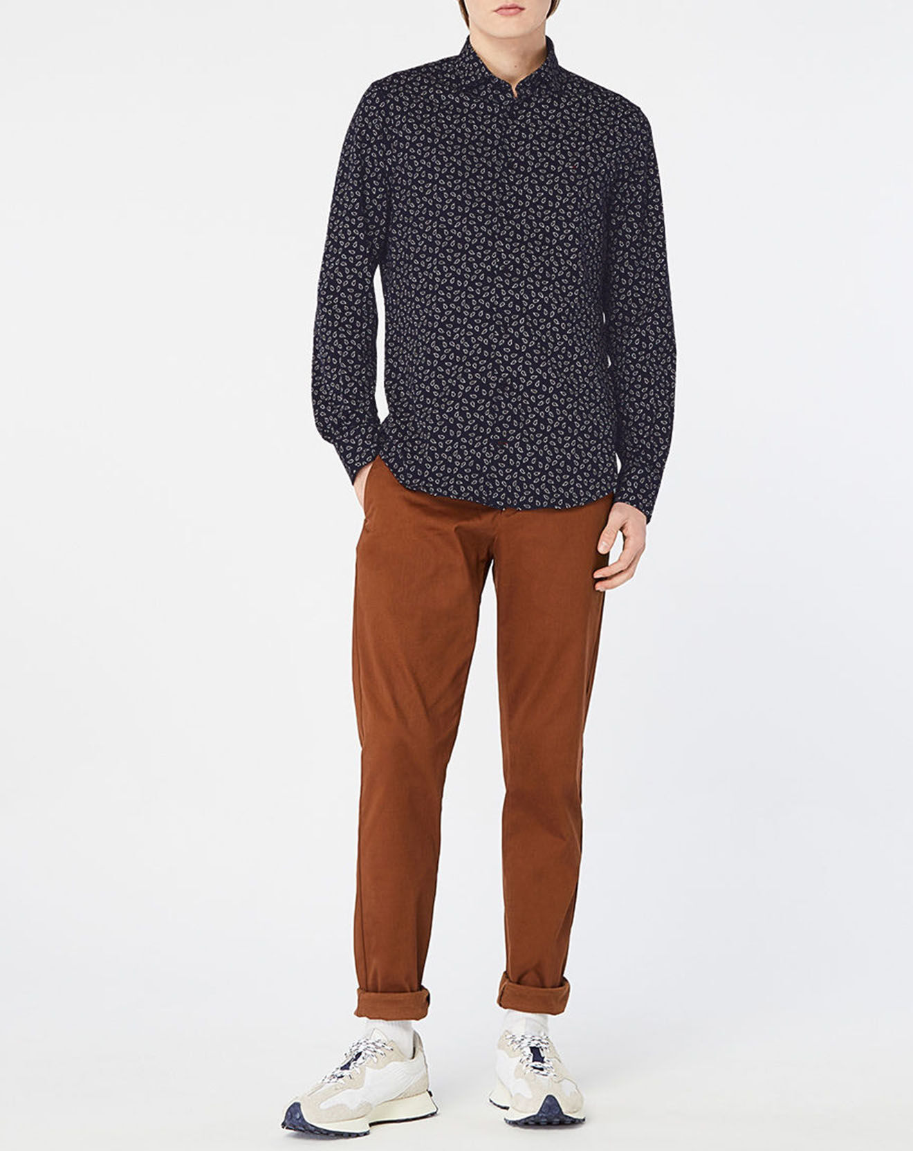 Tommy Hilfiger Chemise slim en Jersey Mini Paisley bleu marine