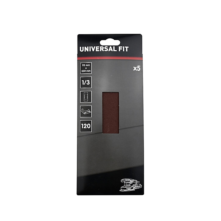 Abrasif pour ponceuse vibrante Universal 1/3 93 x 230 mm, Grain 120 - 5 pièces