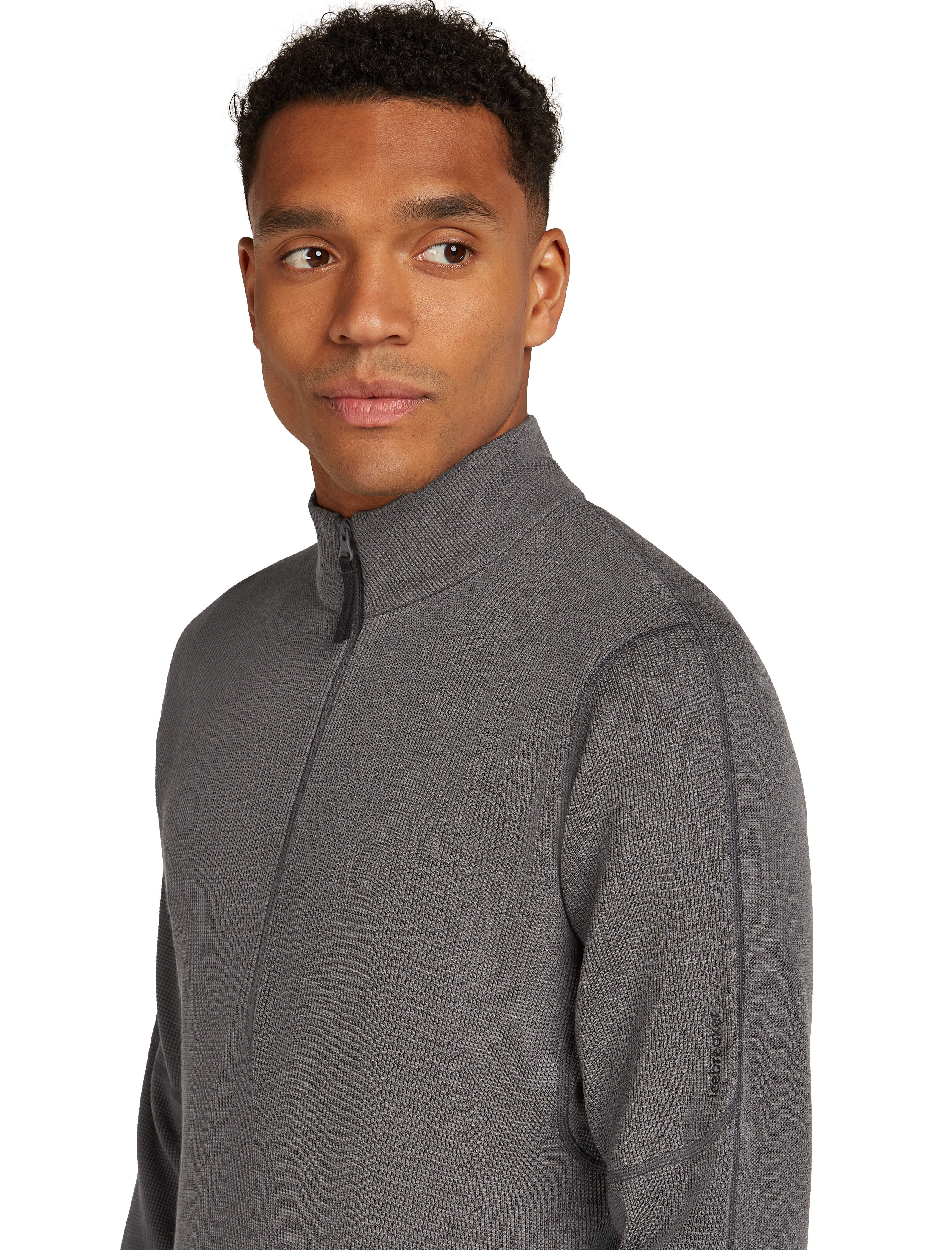 Mer 260 Waffle Knit Wander LS Half Zip Herre Obsidian
