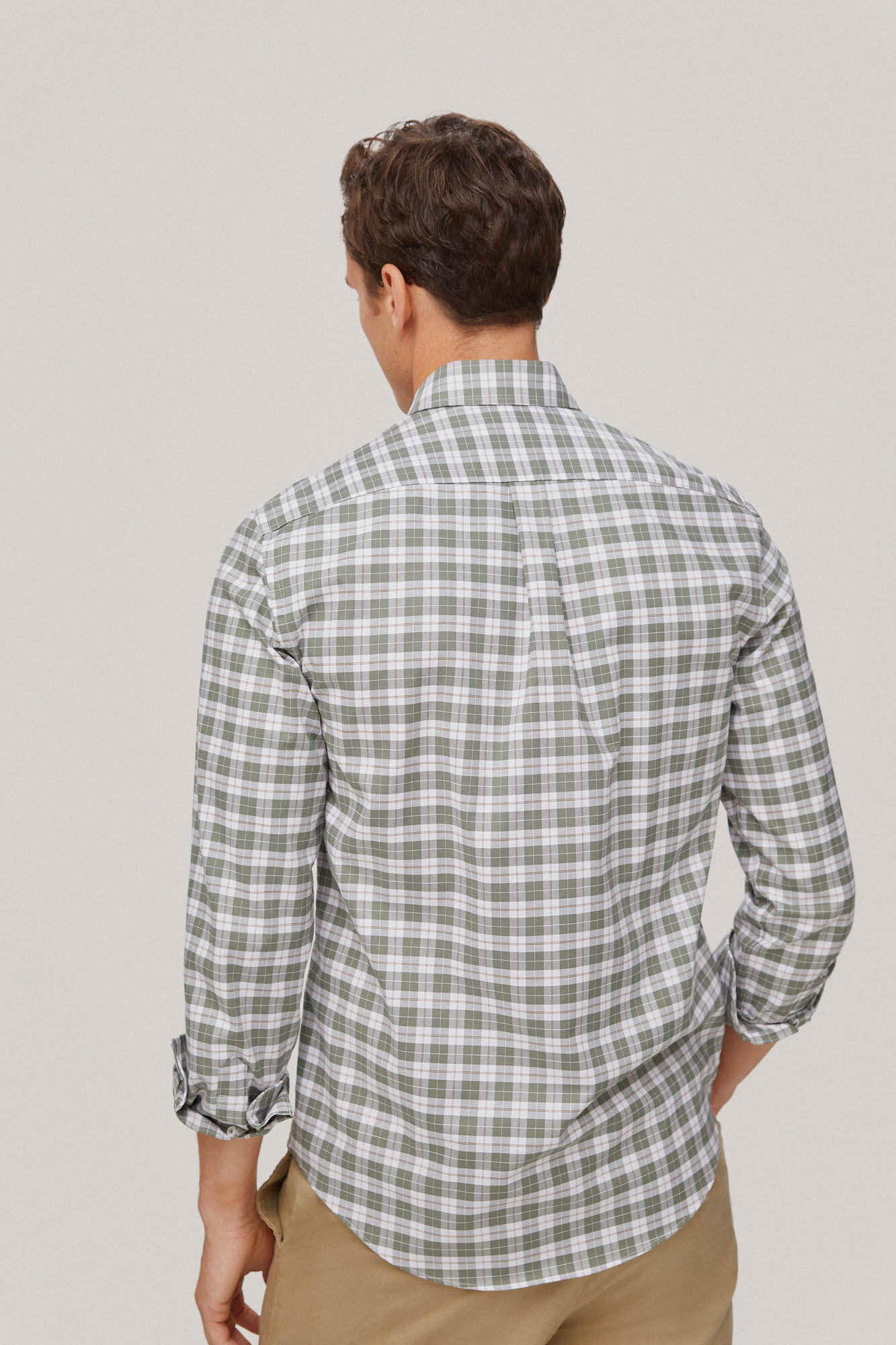 Camisa Oxford xadrez que não precisa passar - Verde